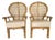 Pair Bamboo & Rattan Fan Back Arm Chairs For Sale