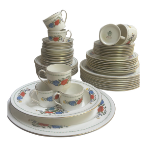 Vintage 1960 Aynsley and Sons England Hand Painted "Famille Rose" 56pc Dinner Set for 8