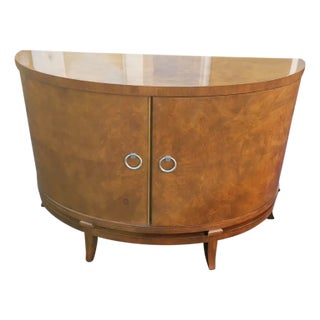 Century Furniture Omni Collection Burl Walnut Demilune Cabinet For Sale