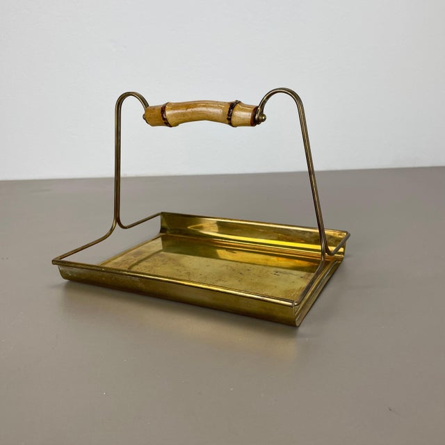 Modern Vintage German Tiki Brass and Bamboo Tray from Grasoli, 1950s For Sale - Image 3 of 18