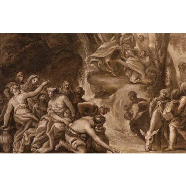 Roman School Artist, Moses Makes Water Flow from the Rocks, 1600s, Oil on Canvas For Sale - Image 4 of 16