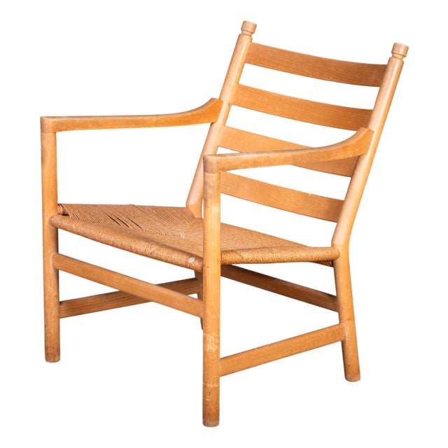 CH44 Lounge Chair in Beech and Natural Paper Cord by Hans J. Wegner for Carl Hansen & Søn, 1960s For Sale