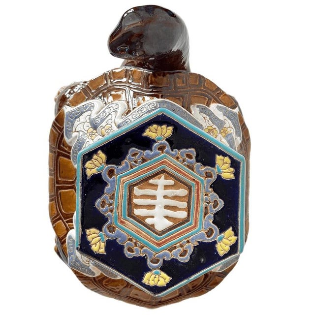 Are you looking for a unique vintage statement piece for your home? This large, hand-painted ceramic turtle in the...