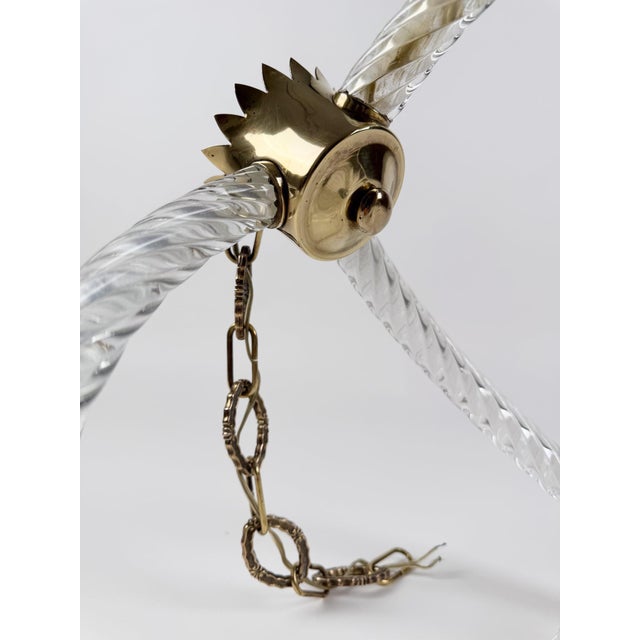 Gold Italian Art Deco Murano Glass Pendant in the style of Barovier, 1930s For Sale - Image 8 of 18