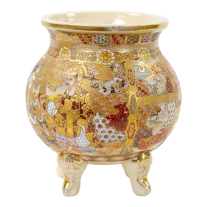 19th Century Hand Painted / Gilt Footed Satsuma Vase