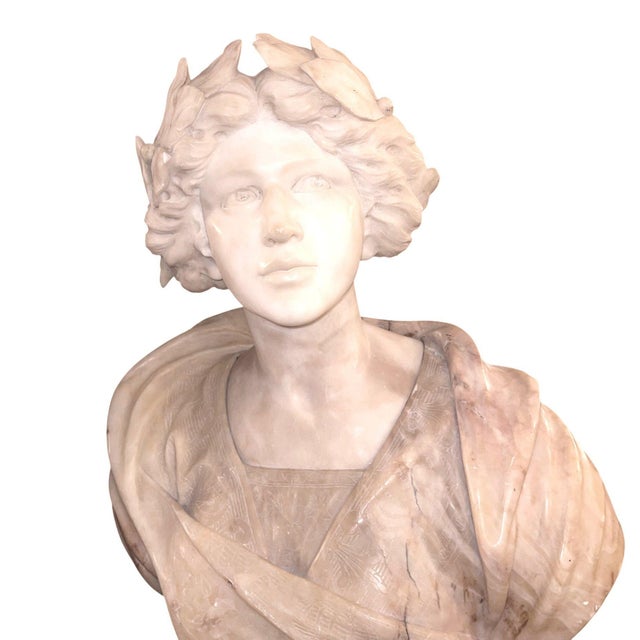 19th Century 19th Century Italian Marble Bust of Sappho( Greek Lyric Poet) on Pedestal - Set of 2 For Sale - Image 5 of 10