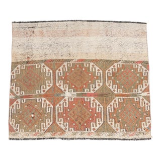 Faded Turkish Small Kilim Rug - 4`3″ X 4`6″ For Sale