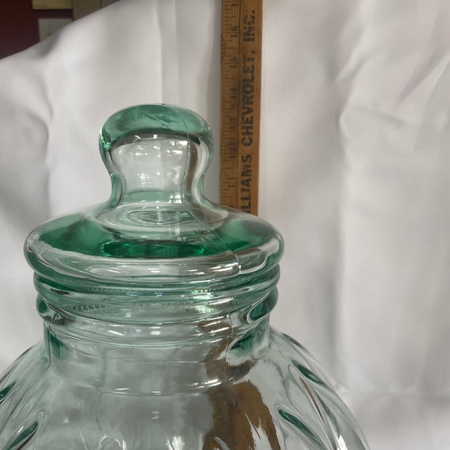 Italian Italian Aqua Glass Beverage Dispenser Jar With Lid & Spigot For Sale - Image 3 of 6