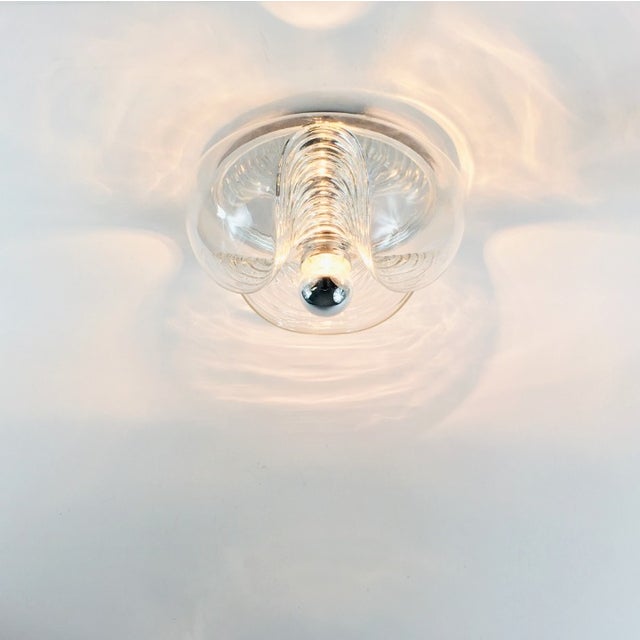 1 of 2 XL Space Age Mid-Century Glass Ceiling Light/Flush Mount Wave/Futura Model by Koch & Lowy for Peill & Putzler, Germany, 1970s For Sale - Image 6 of 14