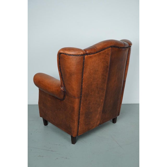 Vintage Dutch Cognac Colored Leather Club Chair For Sale - Image 9 of 18