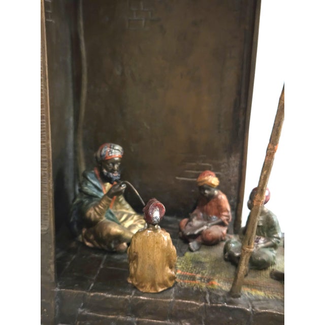 Bronze Early 20th Century Original Orientalist Austrian/ Vienna Cold Painted Bronze Lamp of a Classroom For Sale - Image 8 of 18