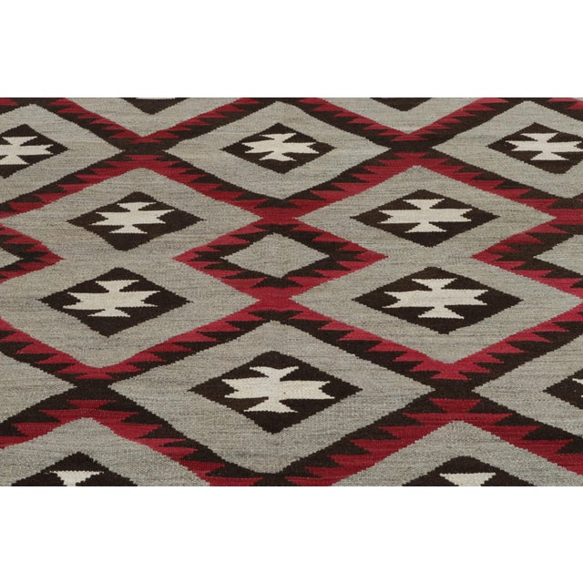 Rug & Kilim Navajo Kilim Style Rug in Gray, Red and Brown Geometric Pattern by Rug & Kilim For Sale - Image 4 of 6