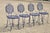 Vintage Victorian Style Blue Wrought Iron Small Garden Bistro Dining Chairs - Set of 4. Circa Mid 20th Century....
