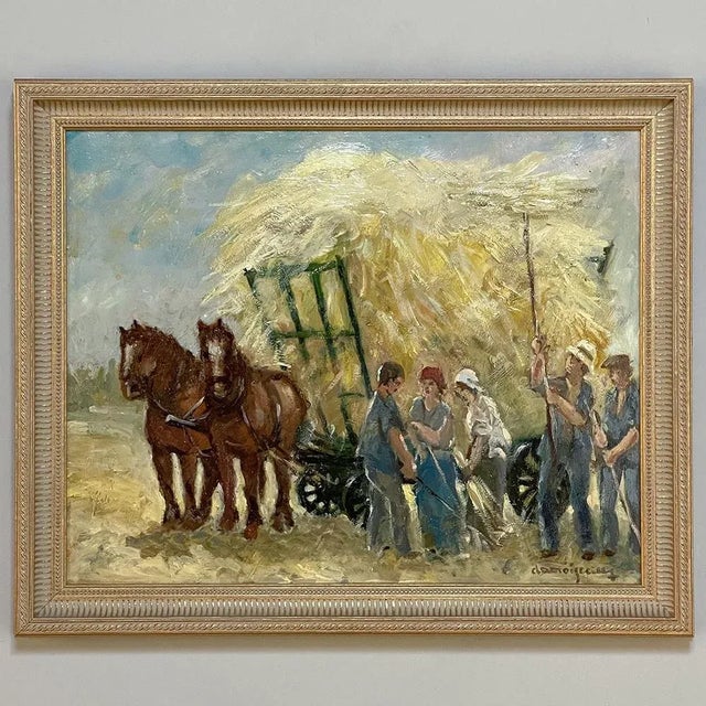 Vintage Framed Oil Painting on Panel by Dieudonne Damoiseaux (1918-2000) For Sale - Image 13 of 13
