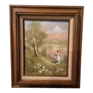 Folk Art Oil Painting by Charles Manning For Sale
