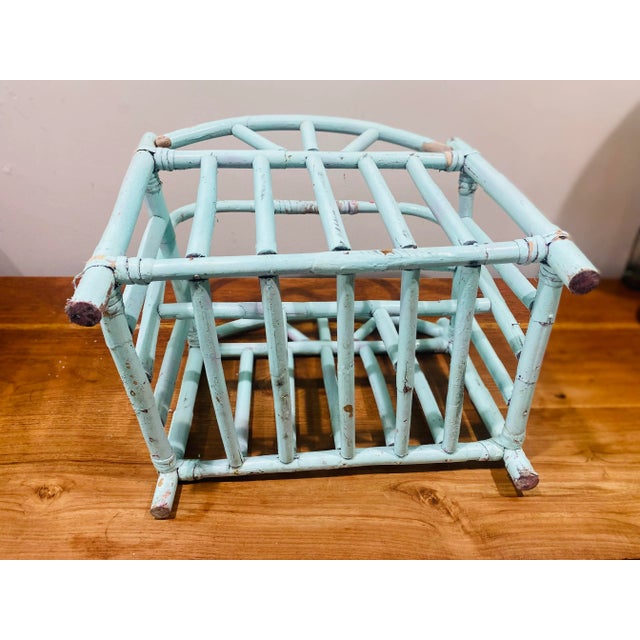 1970s Rattan Wicker Coastal Magazine Rack For Sale - Image 9 of 9