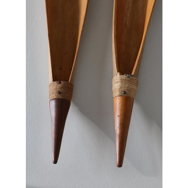 Brown Palm Serving Bowls with Teak Handles from Illums Bolighus, Denmark, 1950s, Set of 2 For Sale - Image 8 of 15