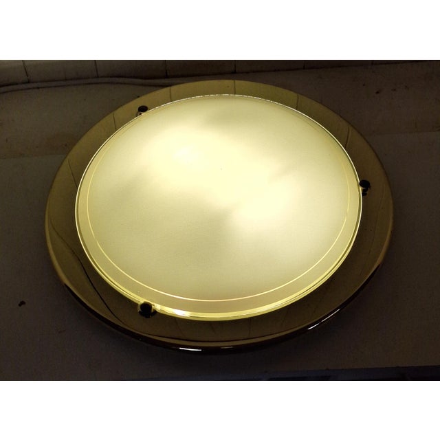 Vintage Ceiling Lamp with Brass Frame and Frosted Glass Shade by Hufnagel Leuchten, 2000s For Sale - Image 4 of 7