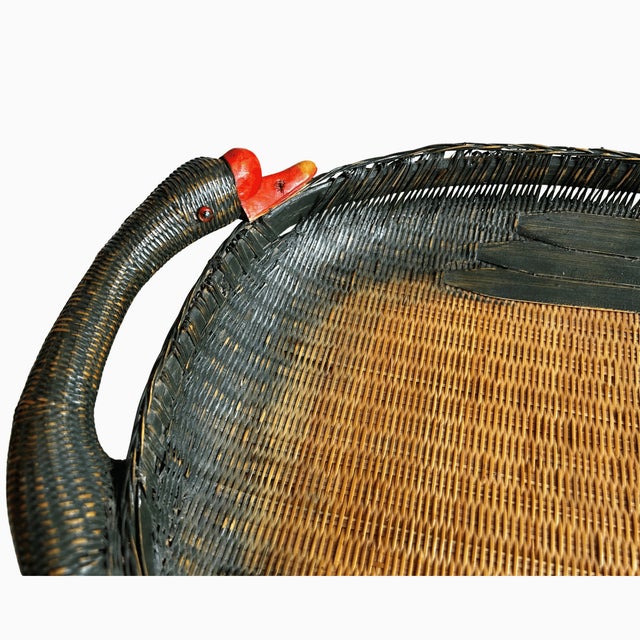 Vintage Shanghai Handicrafts Goose Basket Tray For Sale - Image 4 of 6
