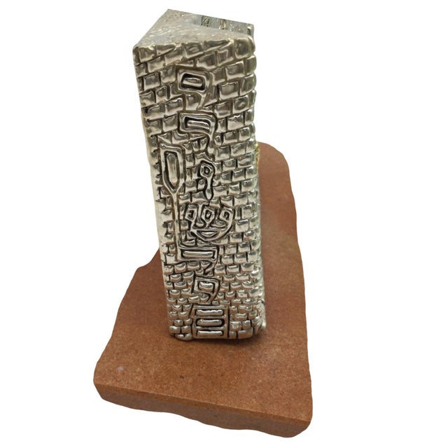 Metal Ben Zion 925 Sterling Silver Sculpture Wailing Wall on Marble Base For Sale - Image 7 of 9