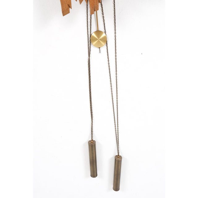 1960s German Oak & Brass Wall Clock For Sale In New York - Image 6 of 10