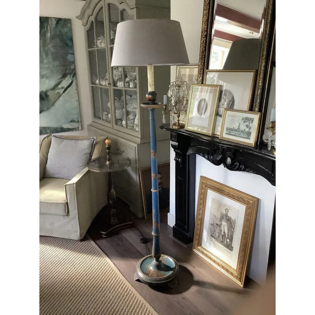 1950s Blue Chinoiserie Floor Lamp, 1950s For Sale - Image 5 of 7
