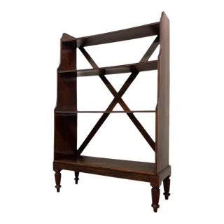 1970s Decrorative Wooden Bookcase With X-Back Support and Turned Legs For Sale