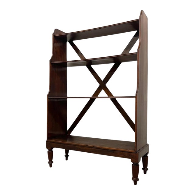 1970s Decrorative Wooden Bookcase With X-Back Support and Turned Legs For Sale