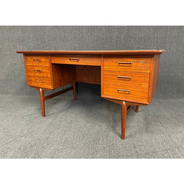 Vintage Danish Mid Century Modern Teak Writing Desk For Sale - Image 9 of 10