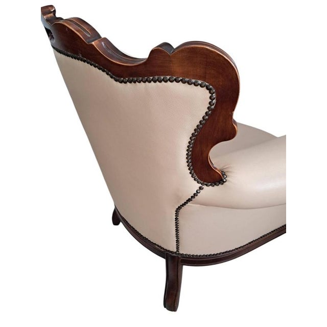 Vintage Baroque Louis XV Buttoned Leather Chesterfield Armchair, 1980s For Sale - Image 12 of 18