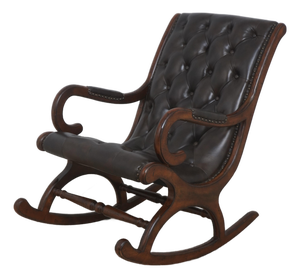 Brown Tufted Leather Rocking Chair