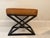Pottery Barn leather stools with black iron legs. The stools are tufted in a rich brown leather. Excellent condition, like...