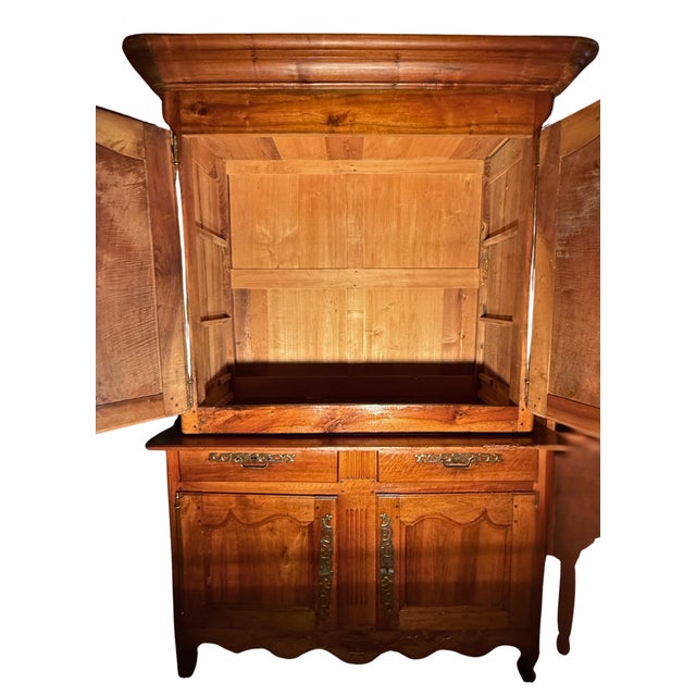 Brown **Antique French Louis XV Period Tall Double Walnut Buffet** For Sale - Image 8 of 11