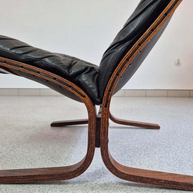 Black Mid-Century Black Leather Siesta Chair by Ingmar Relling for Westnofa, 1960s For Sale - Image 8 of 10