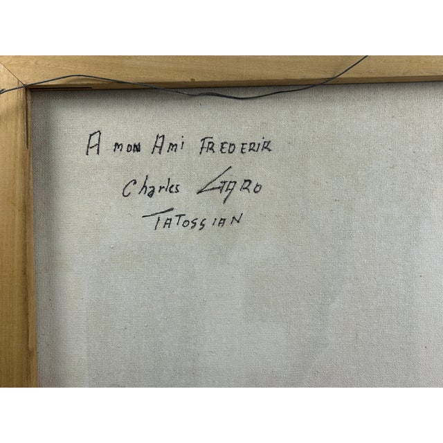 French Late 20th Century Charles Garo Tatossian Painting With Message on Back, 28”x 22” Plus 3” Frame For Sale - Image 3 of 9