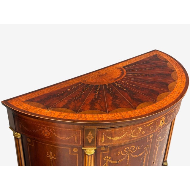 1830s English Neoclassical, Demi Lune Cabinets, Bronze, Satinwood Inlay For Sale - Image 12 of 17