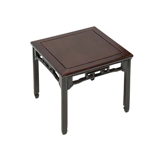 Chinese Wood Handmade Miniature Square Table Display Decor Art For Sale - Image 4 of 6