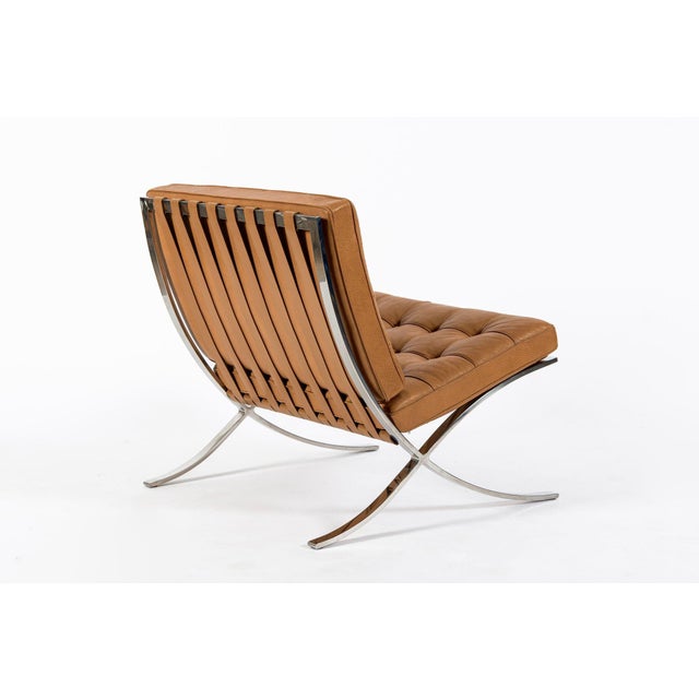 1980s Mid Century Brown Leather Barcelona Chair by Mies Van Der Rohe for Knoll, 1983 For Sale - Image 5 of 15