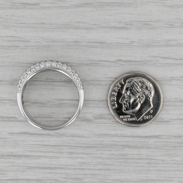 1.20ctw Pave Diamond Ring 14k White Gold Size 7.25 Wedding Anniversary Band For Sale In Greensboro - Image 6 of 8