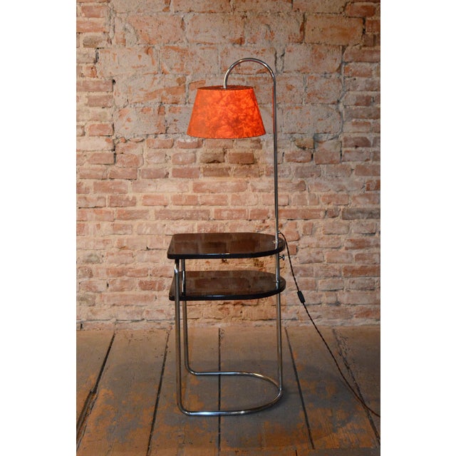 Bauhaus Floor Lamp in Chrome and Oak from Thonet, Czech, 1930s For Sale - Image 10 of 16