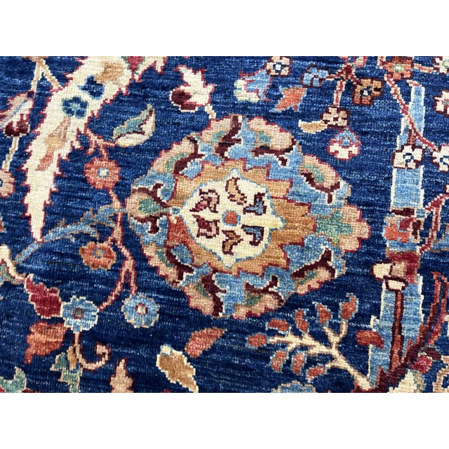 Navy Blue Bijar Persian Style Floral Wool Rug, 8' X 11' For Sale - Image 6 of 14
