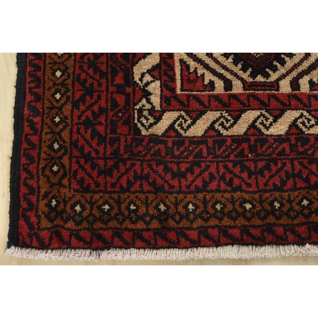 Baloch Rug 3'4'' X 6'11'' Beige Wool Vintage Tribal Hand-Knotted Oriental Carpet For Sale - Image 9 of 12