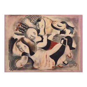 'After School' by Nura Ulreich, Art Deco, Art Institute of Chicago, Art Students League, Paris, Salon D'Automne, Pennsylvania Academy of Fine Arts
