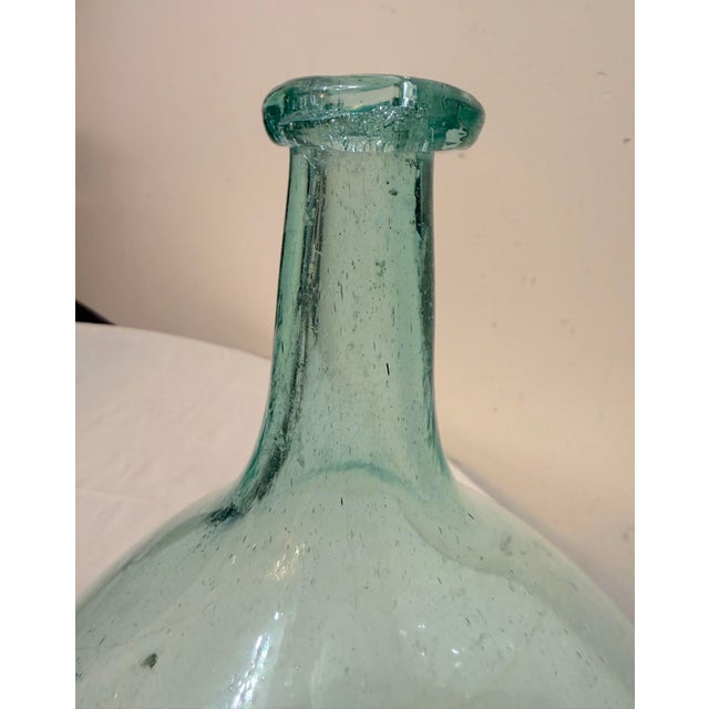 Antique 1797-30 Gallatin-Kramer Glassworks Hand Blown Glass Aqua Bulbous Bottle For Sale - Image 4 of 11