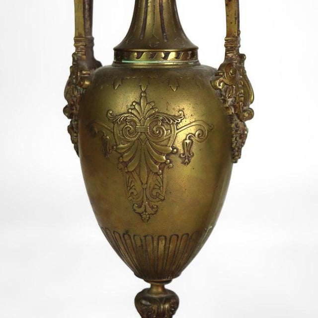 Pair Of Antique Classical Bronze & Slate Garnitures Urns c1890 Measures - 15" x 5" x 5"