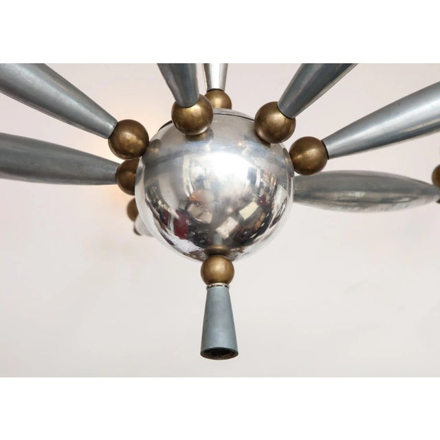 Metal Mid-Century Italian Articulated Chrome and Brass Chandelier For Sale - Image 7 of 11