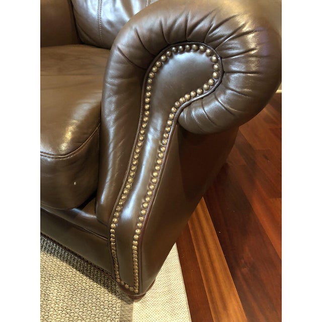 Ethan Allen Leather Chair & Ottoman Chairish