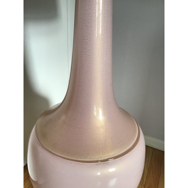 Wood Mid 20th Century Italian The Marbro Lamp Pink Ice Murano Opaline Glass Lamp XL For Sale - Image 7 of 12