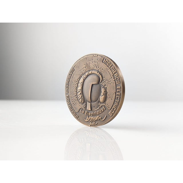Metal Miguel Berrocal, Opus 294 Medal, La Mecánica Electricidad Gijón, 1982, Bronze For Sale - Image 7 of 7