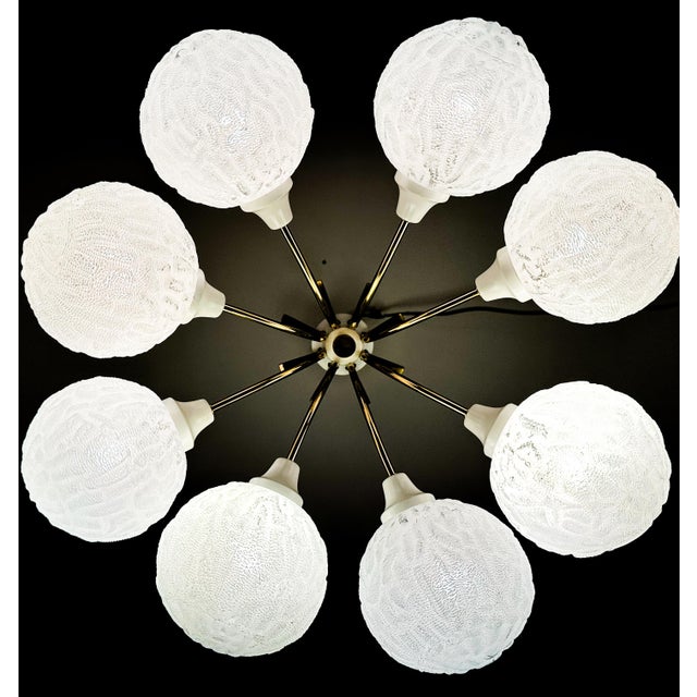 Gold Vintage Snowball Chandelier, 1970s For Sale - Image 8 of 14